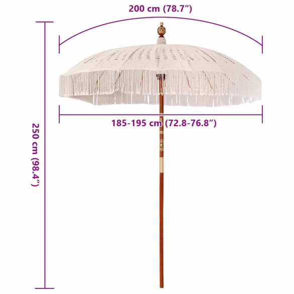 Umbrelă de Soare 250 cm Lemn Masiv - Livrare Gratuită