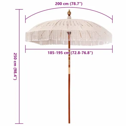 Umbrelă de Soare 250 cm Lemn Masiv - Livrare Gratuită