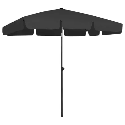 Umbrelă de Plajă Negră cu Protecție UV | 200x125 cm