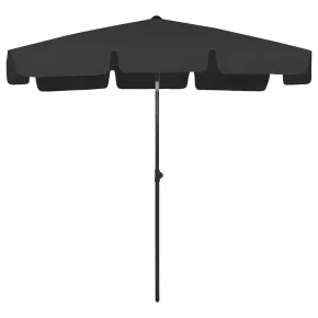 Umbrelă de Plajă Negră cu Protecție UV | 200x125 cm 2