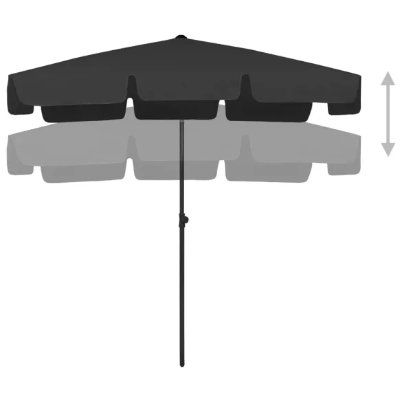 Umbrelă de Plajă Negră cu Protecție UV | 200x125 cm
