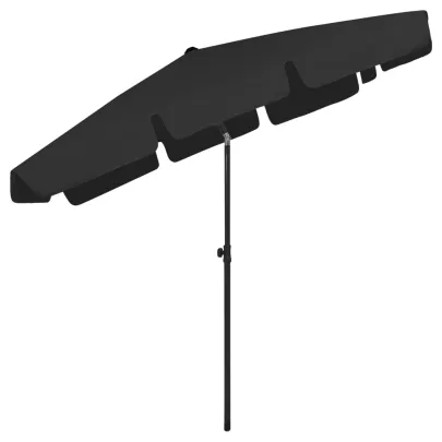Umbrelă de Plajă Negră cu Protecție UV | 200x125 cm