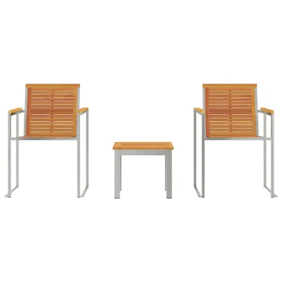 Șezlong Grădină 3 Piese Lemn Acacia - Livrare Gratuită