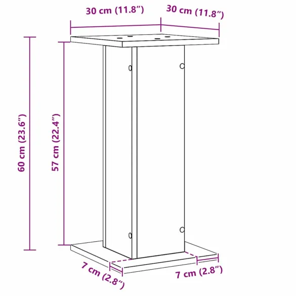 Suporturi pentru difuzoare - 2 bucăți - Stejar negru - 30 x 30 x 60 cm - Lemn prelucrat.