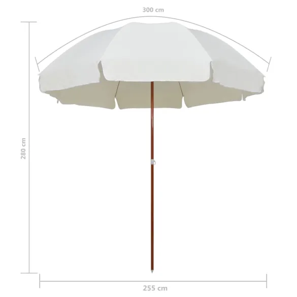 Umbrelă Soare Grădină 300 cm, Oțel, Nisipiu - Livrare Gratuită