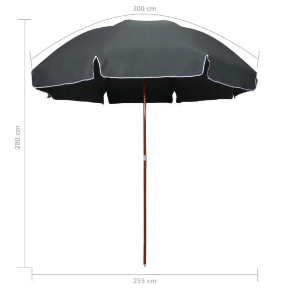 Umbrelă de Soare Grădină Oțel Antracit 300 cm | Livrare Gratuită