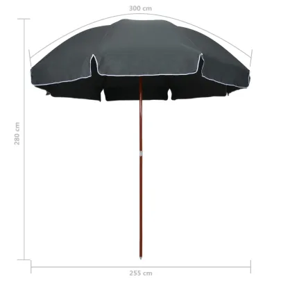 Umbrelă de Soare Grădină Oțel Antracit 300 cm | Livrare Gratuită