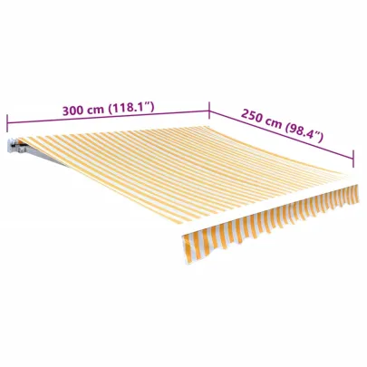 Pânză Copertină Galben-Alb 3x2,5m - Protecție UV