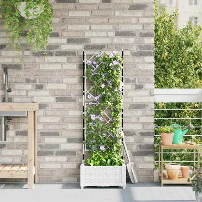 Jardinieră Grădină cu Spalier Alb - Plantare Verticală