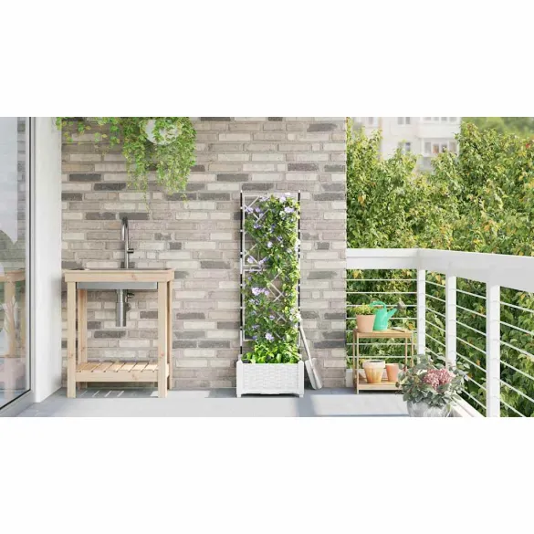 Jardinieră Grădină cu Spalier Alb - Plantare Verticală