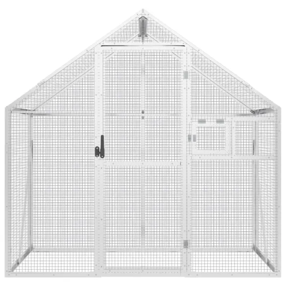 Volieră Păsări Aluminiu Argintiu - 179x100x185 cm | Livrare Gratuită