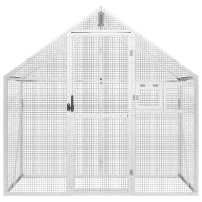 Volieră Păsări Aluminiu Argintiu - 179x100x185 cm | Livrare Gratuită