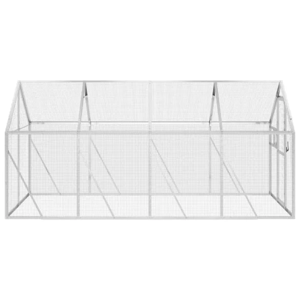 Volieră Păsări Aluminiu Argintiu - 1,79x4x1,85 m | Livrare Gratuită