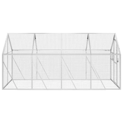 Volieră Păsări Aluminiu Argintiu - 1,79x4x1,85 m | Livrare Gratuită
