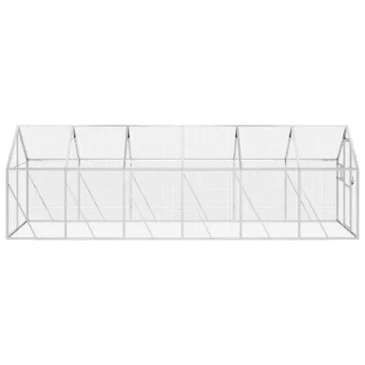 Volieră Păsări Aluminiu Argintiu - 1,79x6x1,85 m | Livrare Gratuită