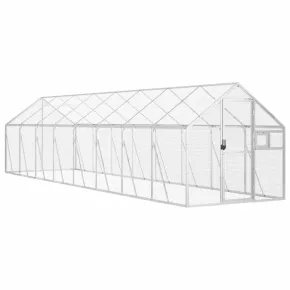 Volieră Păsări Aluminiu Argintiu 1.79x8x1.85m - Livrare Gratuită 2