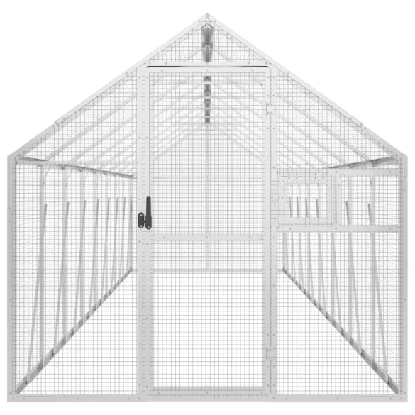 Volieră Păsări Aluminiu Argintiu 1.79x8x1.85m - Livrare Gratuită