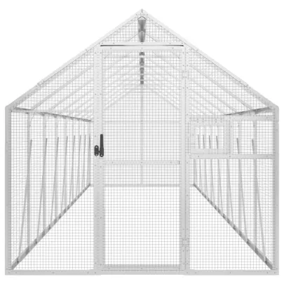 Volieră Păsări Aluminiu Argintiu 1.79x8x1.85m - Livrare Gratuită