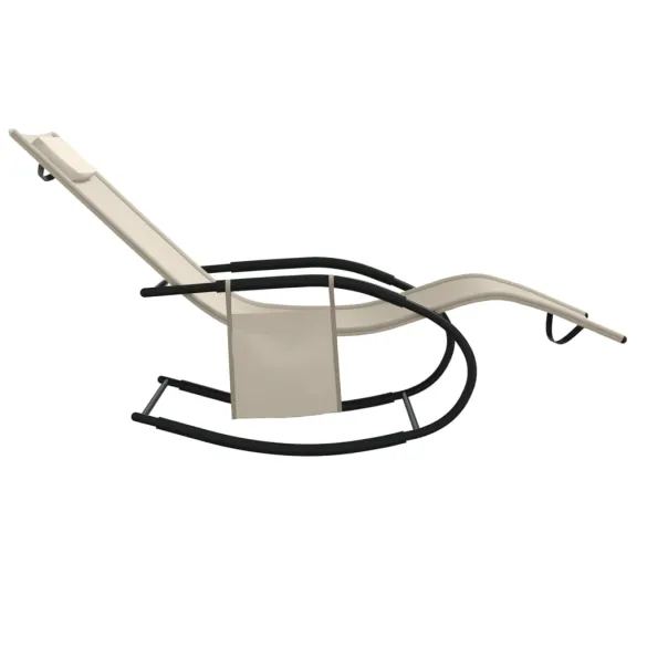Șezlong Balansoar Crem - Oțel și Textilenă | Livrare Gratuită