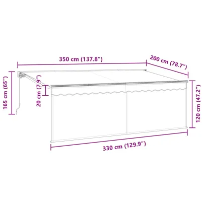 Cortină Retractabilă Manuală pentru Exterior - 350x200 cm