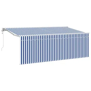 Cortină Retractabilă Exterior Dungi Albastru-Alb 350x200 cm 2