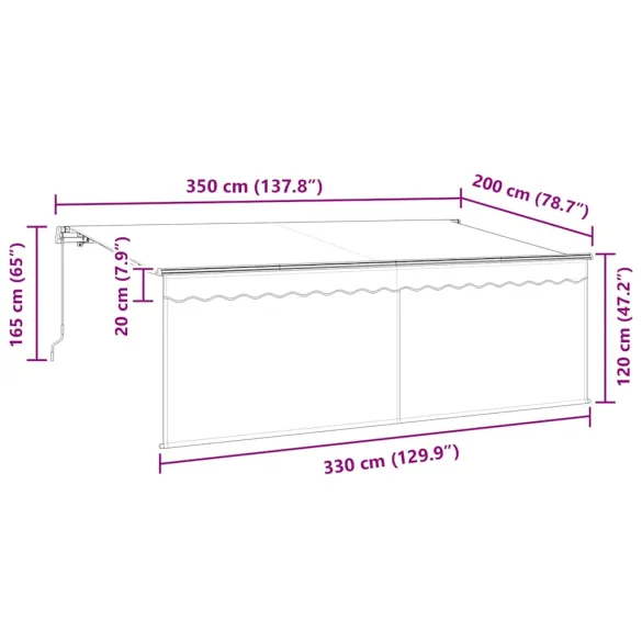 Cortină Retractabilă Exterior Dungi Albastru-Alb 350x200 cm
