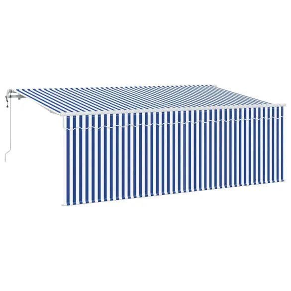Cortină Retractabilă Exterioară Dungi Albastru-Alb 350x200