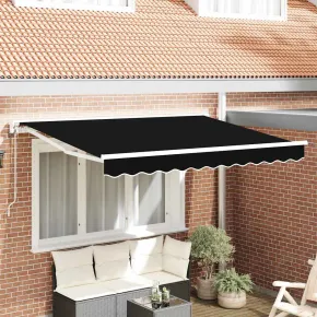 Cortină Retractabilă Manuală Negru 350x200 cm | Ușor de Montat