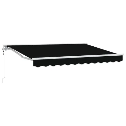 Cortină Retractabilă Manuală Negru 350x200 cm | Ușor de Montat