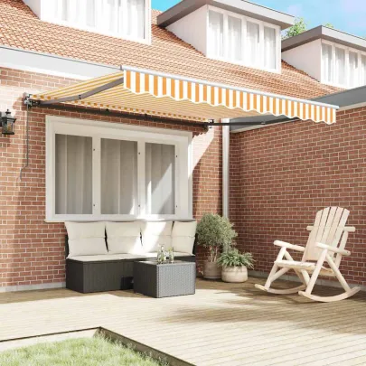 Cortină Retractabilă Manuală Galben-Alb 300x250 cm | Umbră