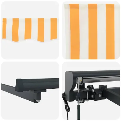 Cortină Retractabilă Manuală Galben-Alb 300x250 cm