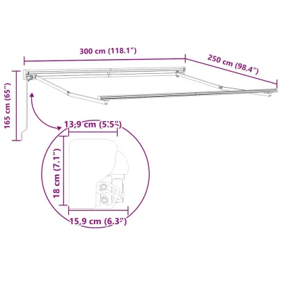 Cortină Retractabilă Manuală Antracit/Alb 300x250 cm