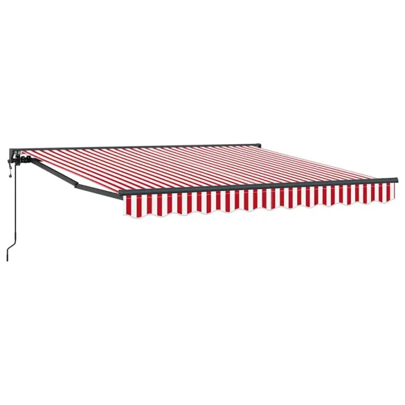 Cortină Retractabilă Manuală Roșu-Alb 300x250 cm | Umbră Grădină
