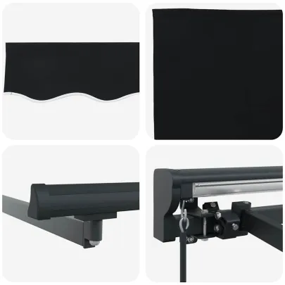 Cortină Retractabilă Manuală Negru 300x250 cm Poliester