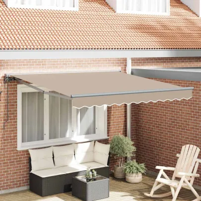 Cortină Retractabilă Manuală Bej 300x250 cm Poliester