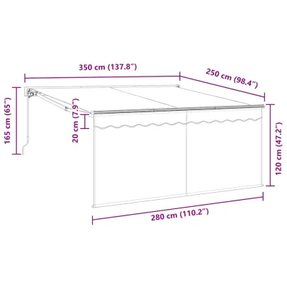 Cortină Retractabilă Manuală Exterior 350x250 cm - UMBRĂ