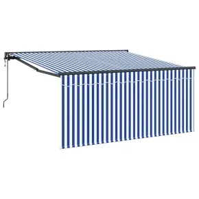 Cortină Retractabilă Exterior 350x250 cm - Albastru și Alb 2