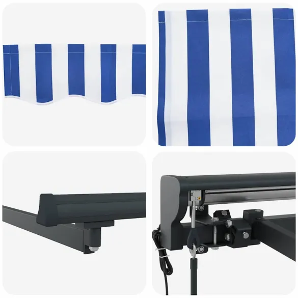 Cortină Retractabilă Exterior 350x250 cm - Albastru și Alb