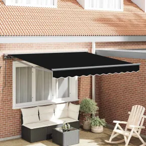 Cortină Retractabilă Manuală Negru 350x250 cm Poliester
