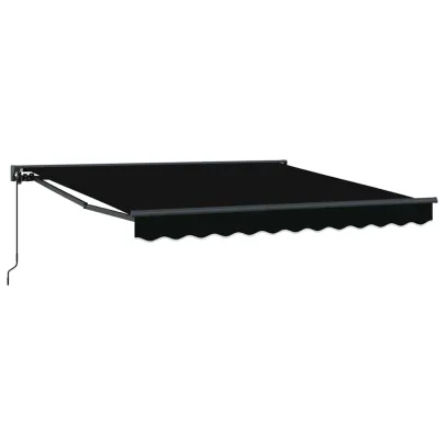 Cortină Retractabilă Manuală Negru 350x250 cm Poliester