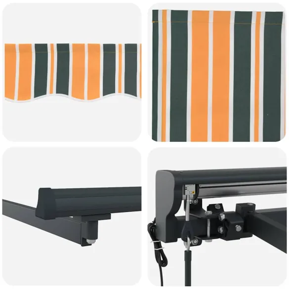 Cortină Retractabilă Manuală Verde-Galben 350x250 cm