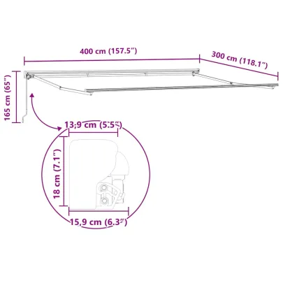 Cortină Retractabilă Manuală Galben-Alb 400x300 cm | UMBRĂ