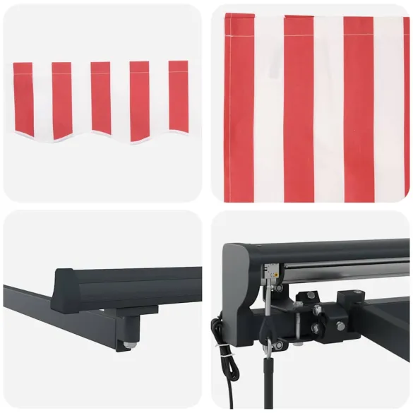 Cortină Retractabilă Manuală Stripe Roșu-Alb 400x300 cm