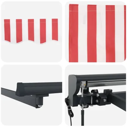 Cortină Retractabilă Manuală Stripe Roșu-Alb 400x300 cm