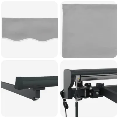 Cortină Retractabilă Manuală Gri 400x300 cm - Umbră Perfectă