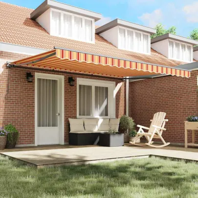 Cortină Retractabilă Manuală Galben-Portocalie 450x300 cm