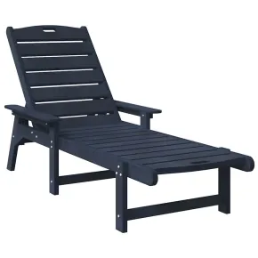 Set 2 Șezlonguri Exterior Bleumarin HDPE | Livrare Gratuită 2
