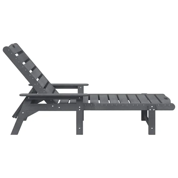 Set 2 Șezlonguri Gri HDPE - Livrare Gratuită