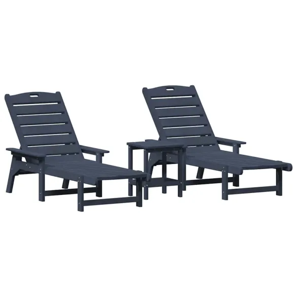 Set Lounge 3 Piese Bleumarin HDPE pentru Exterior