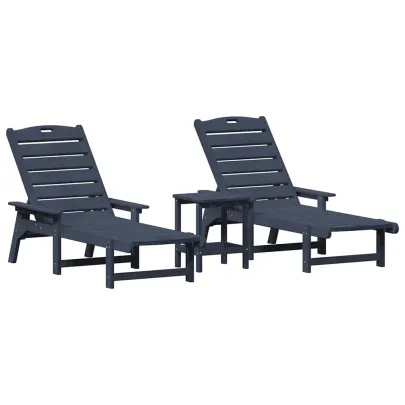 Set Lounge 3 Piese Bleumarin HDPE pentru Exterior